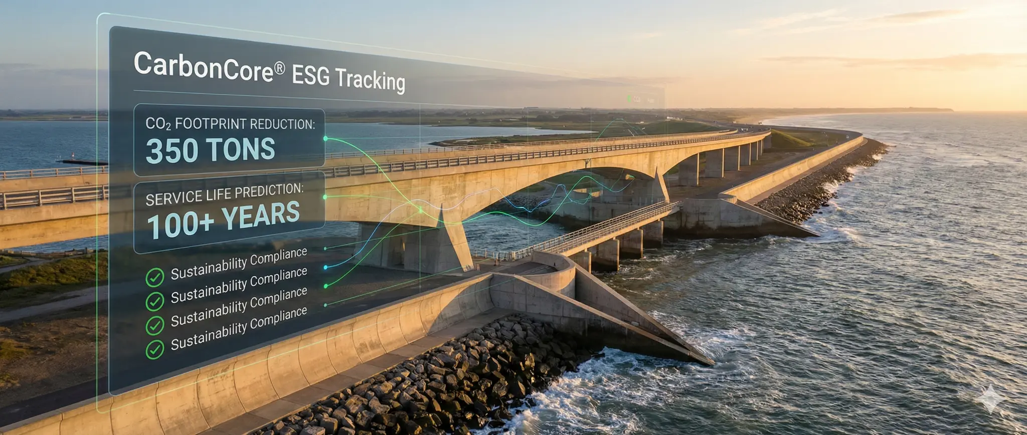 CarbonCore® ESG Tracking - Monitoramento de sustentabilidade em infraestrutura de concreto